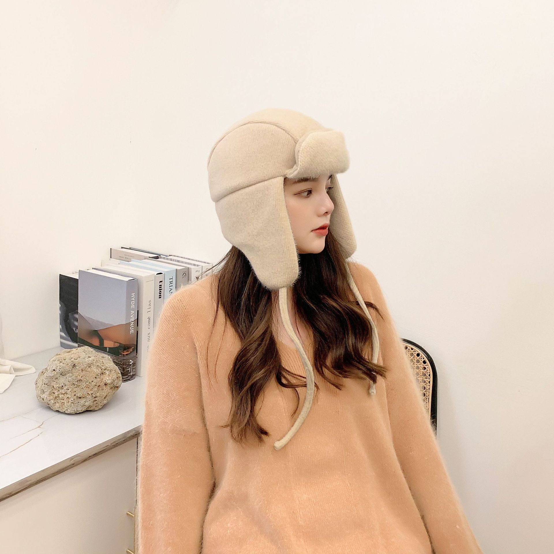 Sombrero de invierno salvaje para mujer, estilo , de invierno, cálido y gorro de Lei Feng de terciopelo,