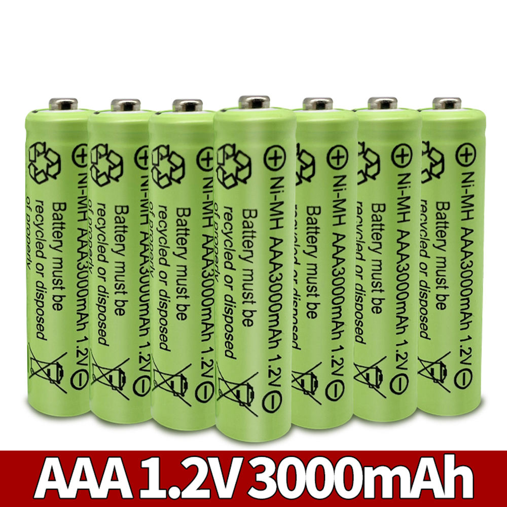 Piles rechargeables jaunes Ni-MH, AAA 3000mAh 3A 1.2V, pour jouets MP3 RC, lampe de poche led, 1-20 pièces