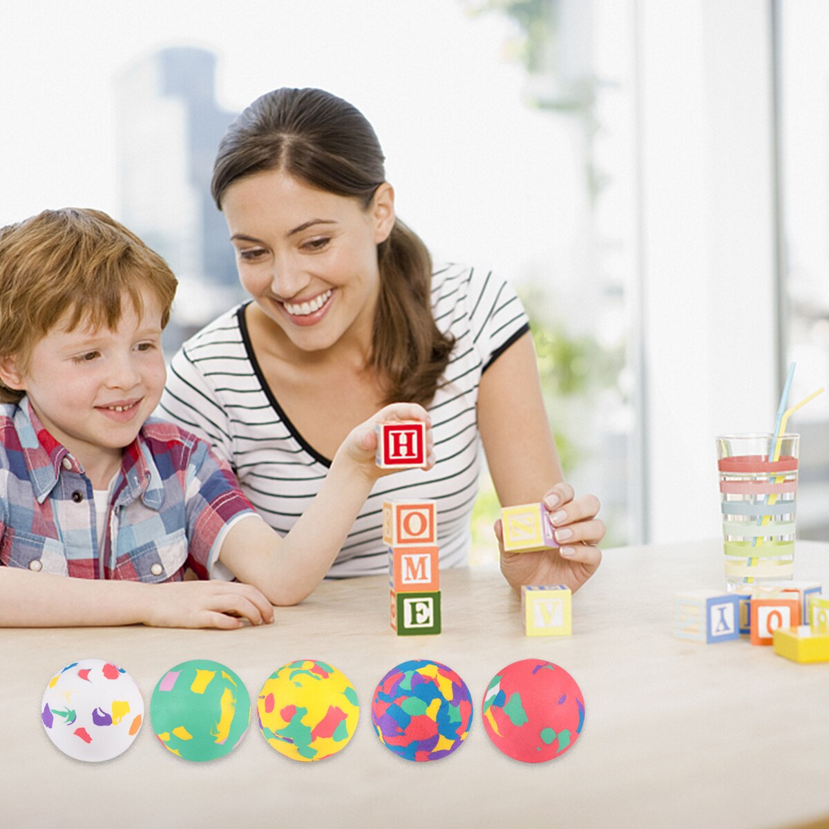 12pcs Bounce Balls Colorful Bouncy Balls Jumping Balls Children Kids Balls: Default Title