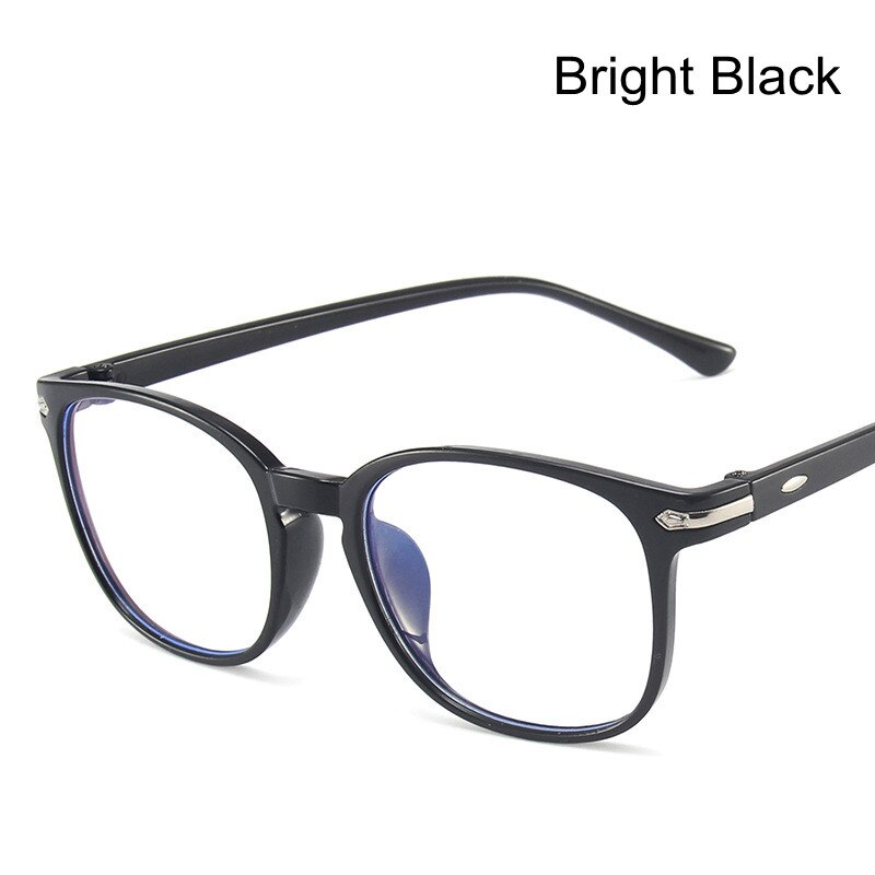 Retro Anti-Blue Light Woman Eyeglasses Men Classic Computer Eye Glasses Trend Brand Eyewear Frame: Bright Black