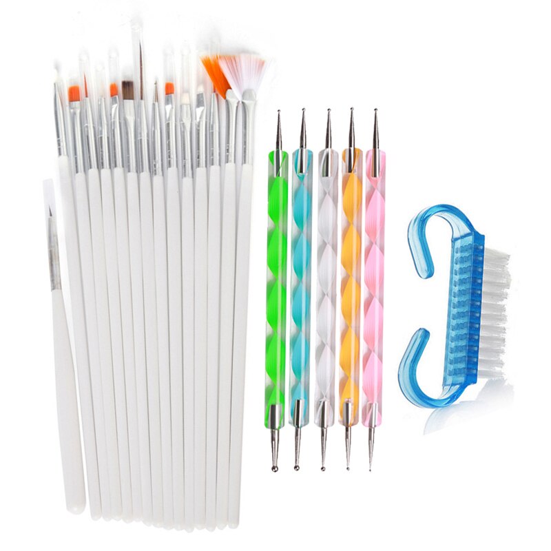 Addfavor 15 stk akryl neglekunst pensel uv gel polish maleri tegne pensler pen negle prik kit ren pensel manicure værktøj sæt: Sætb 001