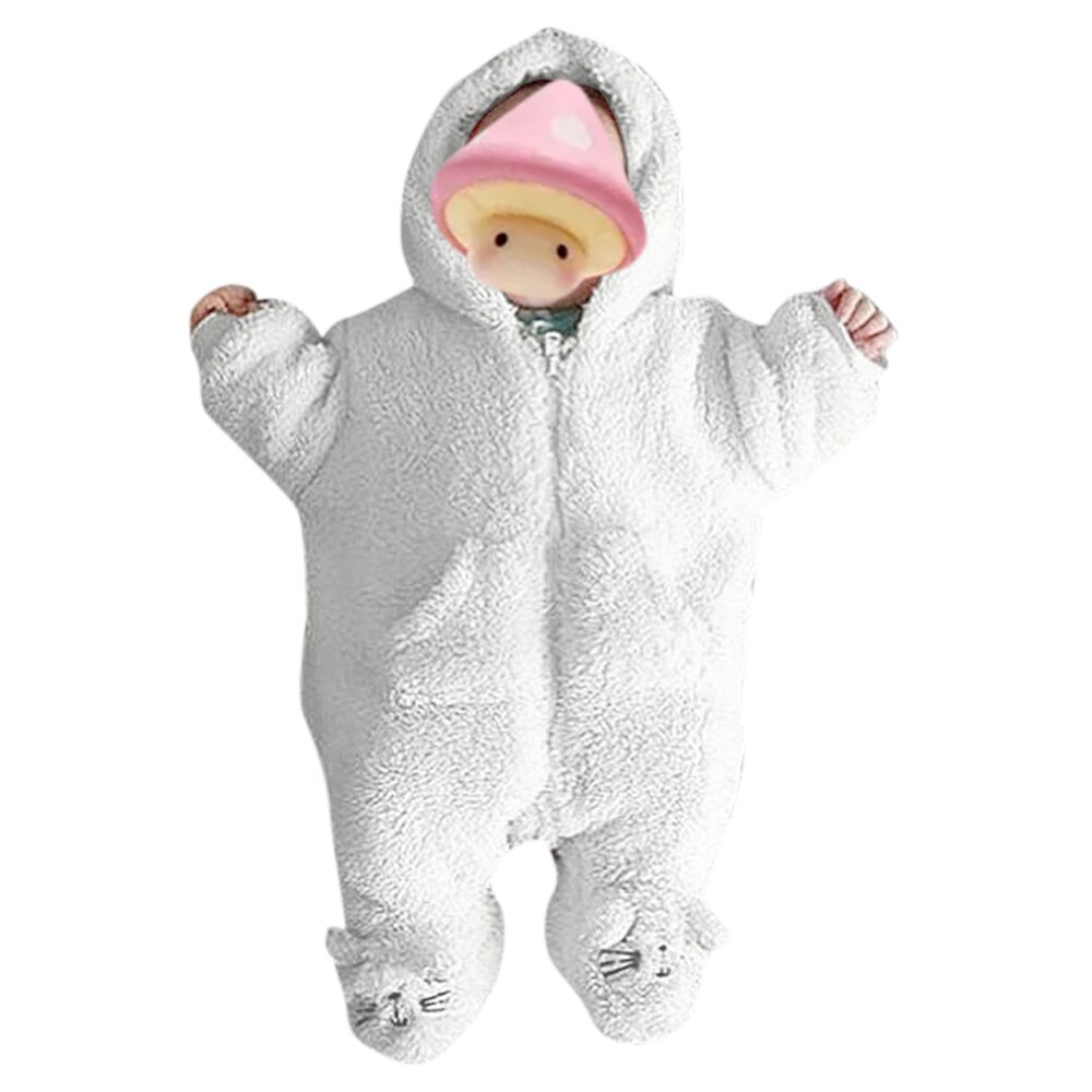 Jungen Mädchen Footies Bodys Warme Mit Kapuze Strampler Neugeborenen Baby Feste Teddy eins Stück Nette Vlies Karosserie Pyjama