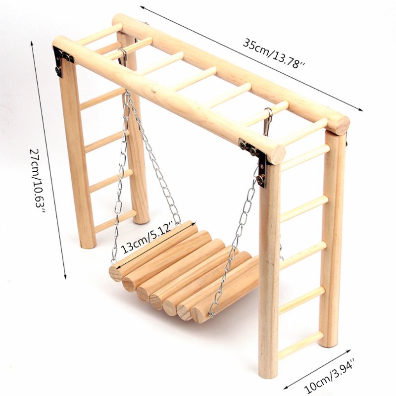 Fugl intelligens træ hængende gyngesæt papegøje klatring stige bur legeplads hamster stige platform tygge legetøj