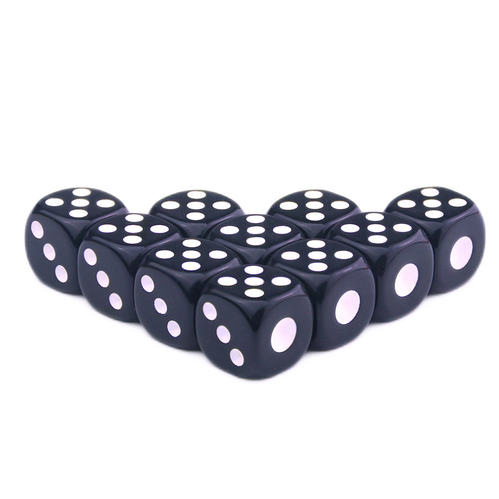 D6 jeu petits dés 14mm 10 pièces accessoires de points Standard pour jeu de société, jeu de table: Black