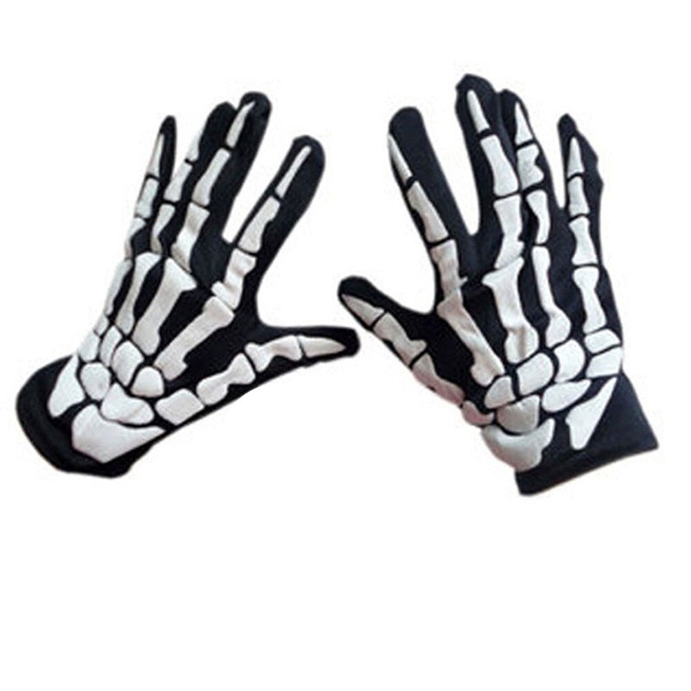 1 Pair Gloves Halloween Cool Unisex Men Horror Skull Claw Bone Skeleton Goth Racing Full Gloves Mittens Non-slip Gloves