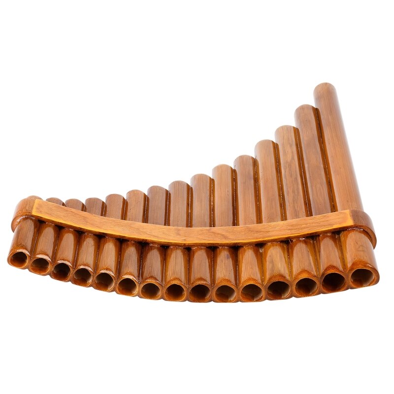 15 Pipes Traditional Natural Brown Pan Flute G Key Chinese Musical Instrument Pan Pipes Woodwind Instrument with 15 Tube