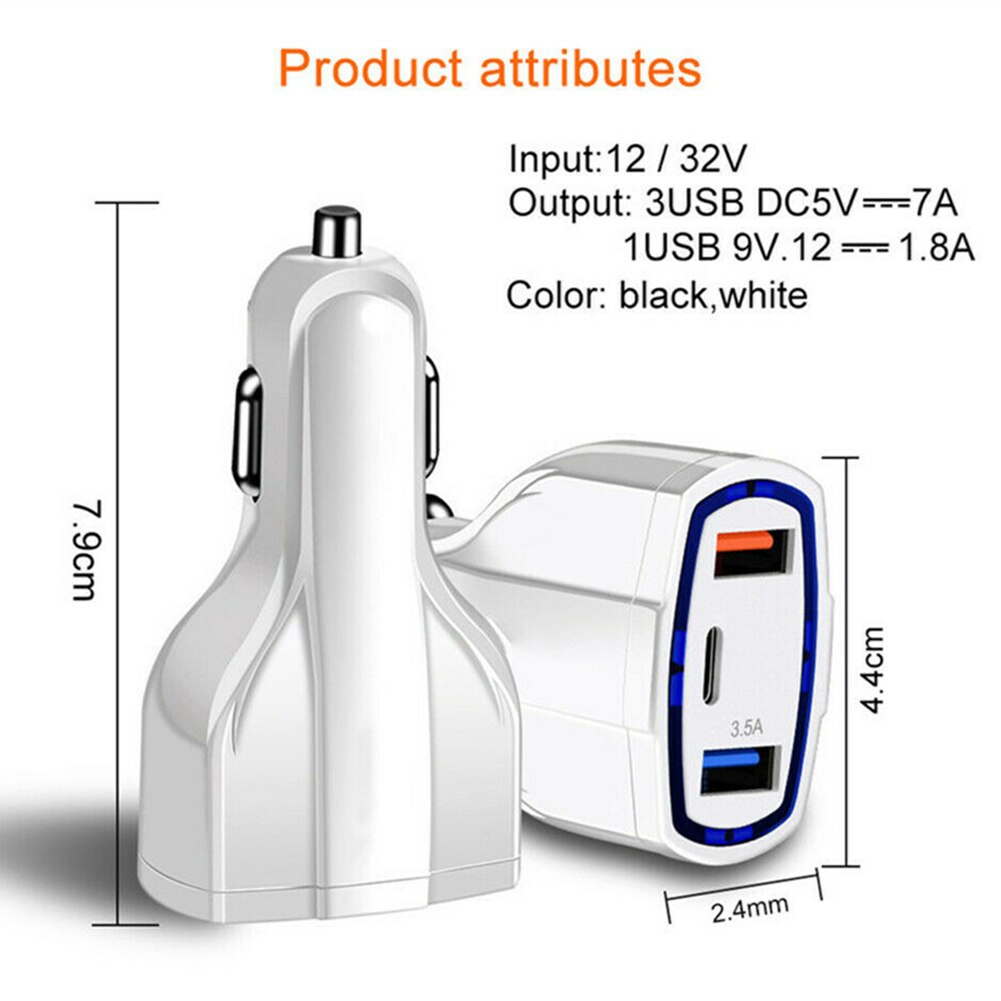 3-Hafen USB Schnelle Schnelle Auto Ladegerät Adapter Typ C Hafen Ladung für praktisch GK99