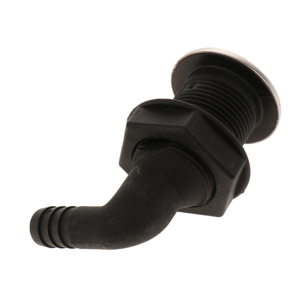 Marine Boat 90 Degree Thru Hull Fitting Through Hulls Bilge Pump Connector for Hose, 3/8-inch, 1/2 Inch