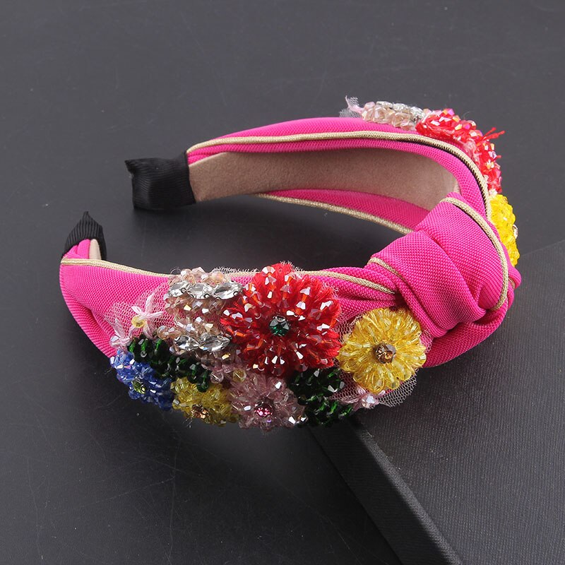 Bohemian flowers wrapped personality dance headband Colorful crystal flower geometric metal versatile headband 865: 9