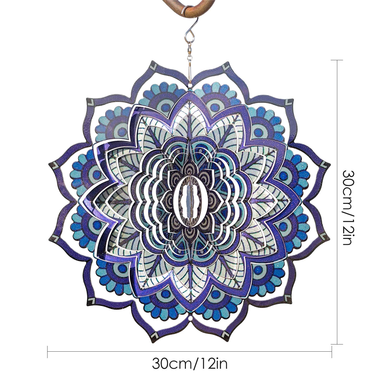 3D Stainless Steel Metal Mandala Geometric Pattern Wind Chime-hanging Wind Spinner, Terrace, Garden Fashionable Ornament