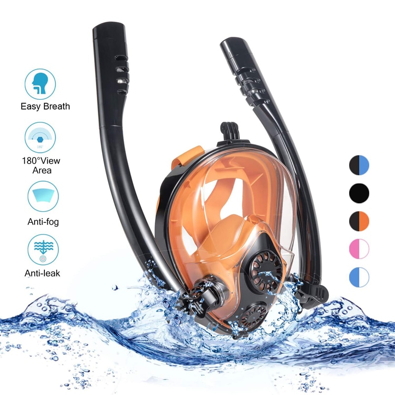 Nueva máscara de buceo, máscara subacuática Anti-niebla, mascarilla de esnórquel de cara completa, para hombre y mujer, equipo de buceo y natación para niños, 2 tubos