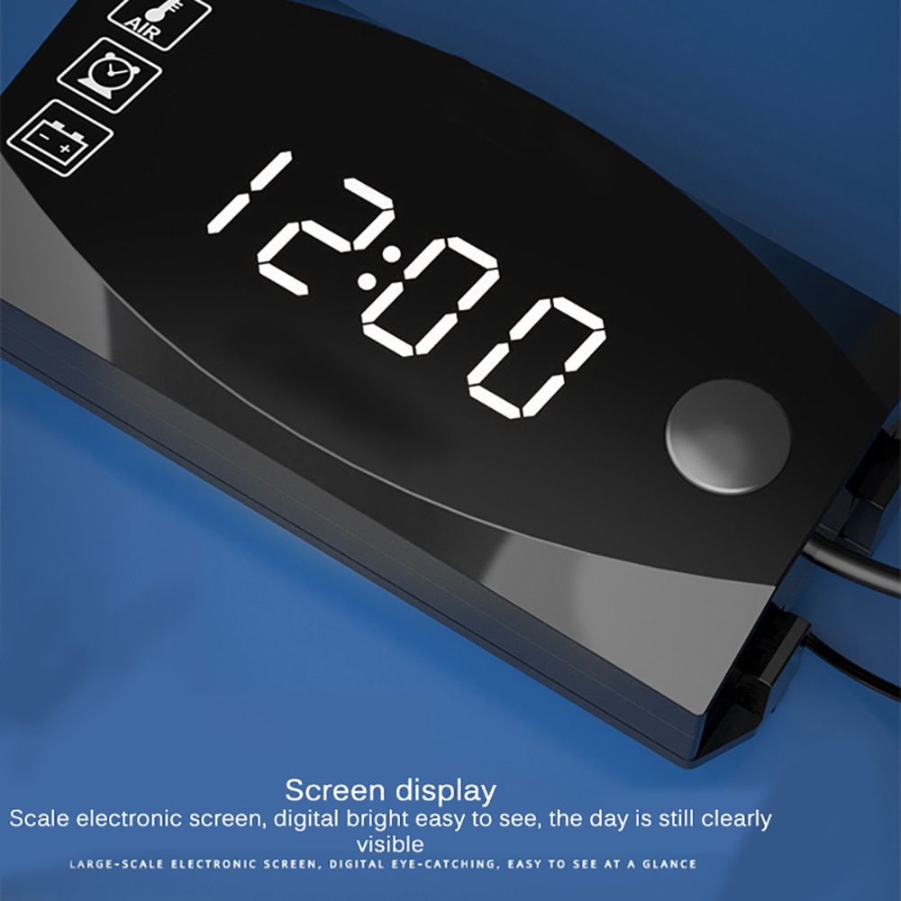 Mini Digitale Voltmeter Ampèremeter 12V 3 in 1 Digitale LED Display Klok Thermometer Indicator Gauge Panel Meter Voor Auto motorfiets