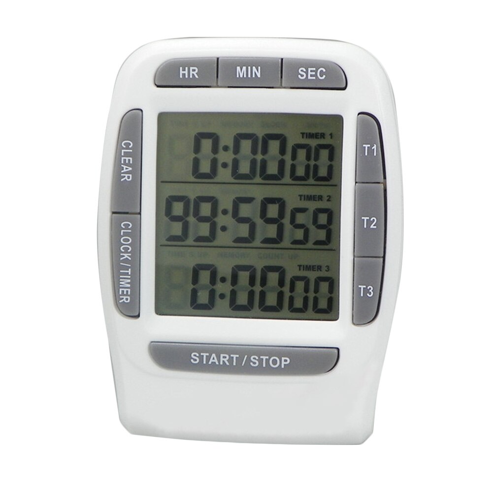 Office Three Channels Laboratory Countdown Battery Powered Practical Digital Display Multi Use Electronic Timer