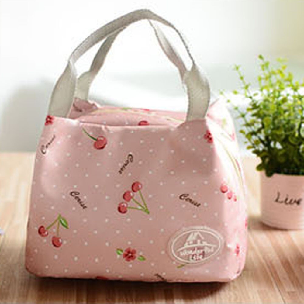 Functional Pattern Cooler Lunch Box Portable Insulated Canvas Bento Bag Women Kids Thermal Food Picnic Fruit Milk Lunch Bags