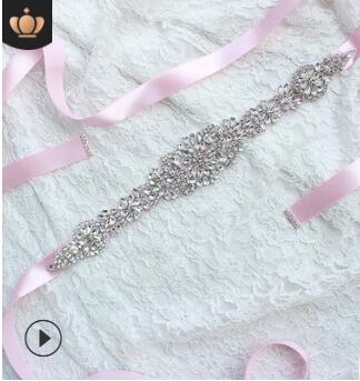 Crystal Bruiloft Accessoires Satijnen Trouwjurk Riem Bruids Lint Tailleband Sjerp Riem Voor Avond Prom Jurken: pink