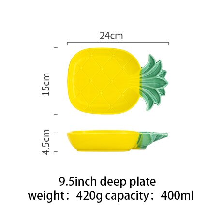 Mdzf hedelmä välipala ananas lautaset talousastiat lasten ruokailuvälineet jälkiruoka kulhot astiasto keittiötarvikkeet: 9.5 tuumaa