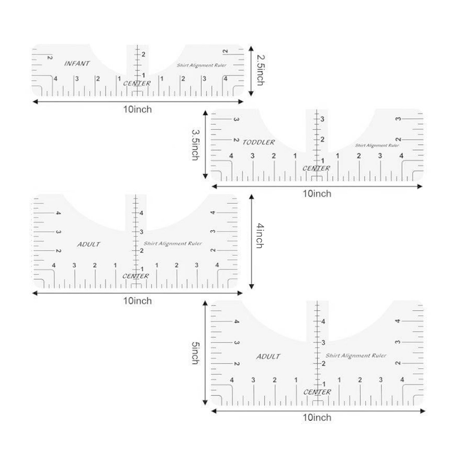 T-shirt Uitlijning Heerser Craft Liniaal Met Guide Tool Voor Tekening Sjabloon Craft Tool Naaien SMR88: transparent B