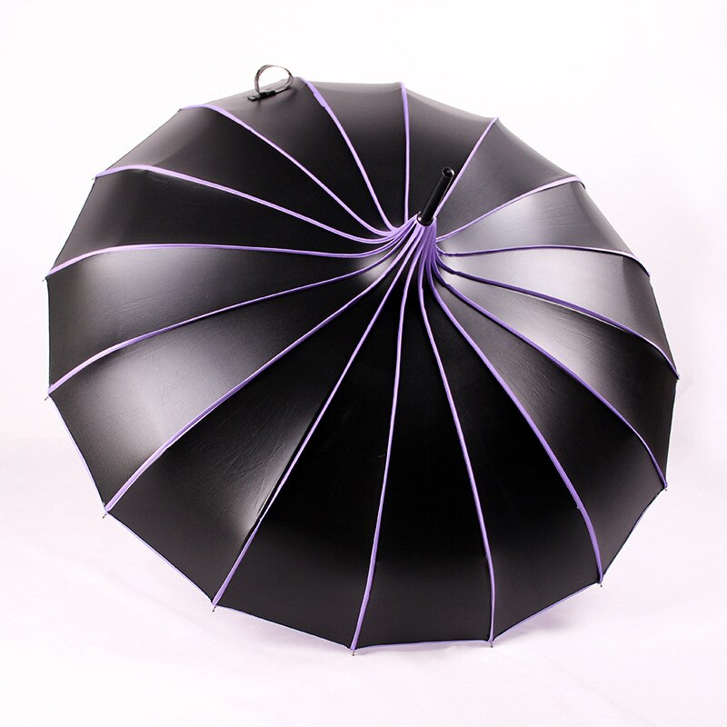Parapluie pagode à manche Long | Femmes, revêtement noir, Anti-UV, protection solaire, coupe-vent, double usage, parapluies princesse ensoleillés et de pluie