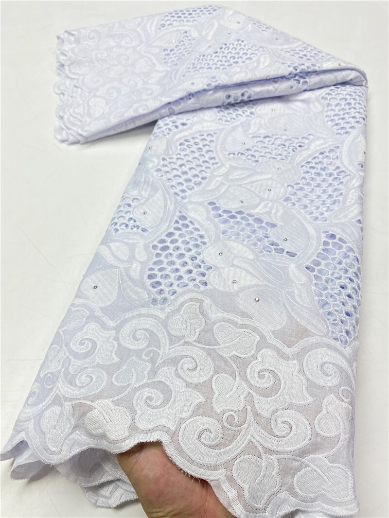 Pure White Swiss Voile Lace In Switzerland Eyelet African Dry Lace Fabric Lace Nigerian Lace Fabrics YA3778B-8: Picture 2