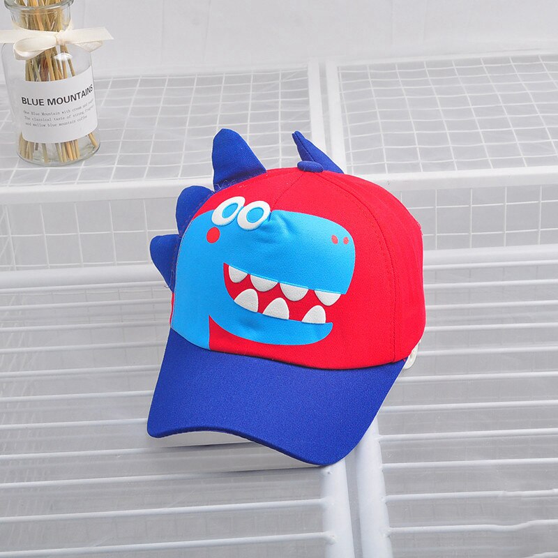 Spring Summer Baby Hat Cartoon Dinosaur Kids Boys Baseball Cap Casual Outdoor Children Snapback Hat: red