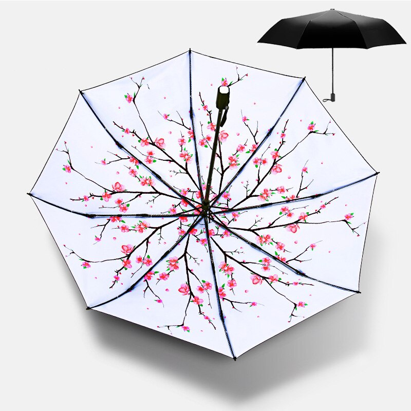 Vijverkarpers printen dames dames regen- en zonneparaplu 3 opvouwbare 8 baleinen zonnescherm uv-bescherming paraplu's guarda chuva: 11