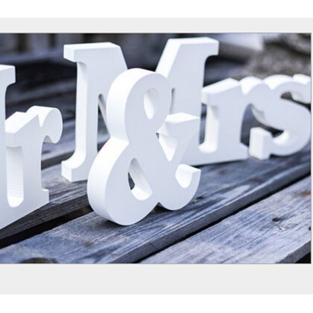 Mr & Mrs Houten Letters Bruiloft Decoratie Wedding (Wit)