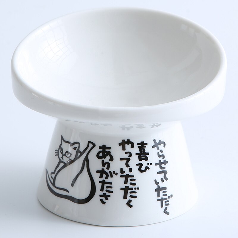 Non-slip Ceramic Cat Bowl Feeder with Raised Stand Bone China Cervical Protect Food Water Cat Bowl Ceramic Small Dog Pet Supply: C