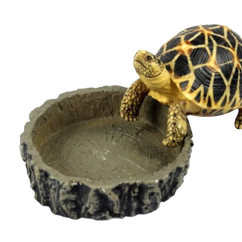 Pet Reptile Feeder Bowl Basin Turtle Tortoise Resin Food Water Pot Feeding Tray