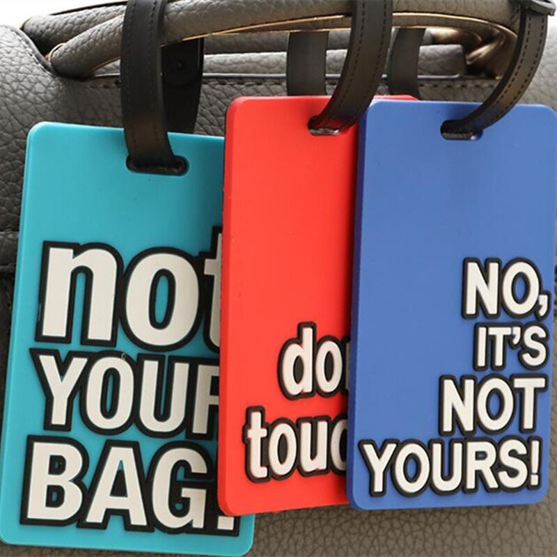 PURDORED 1 pc "Not Your Bag" Letter Luggage Tag Silica Gel Travel Accessories Cartoon Travel Suitcase Label Tag