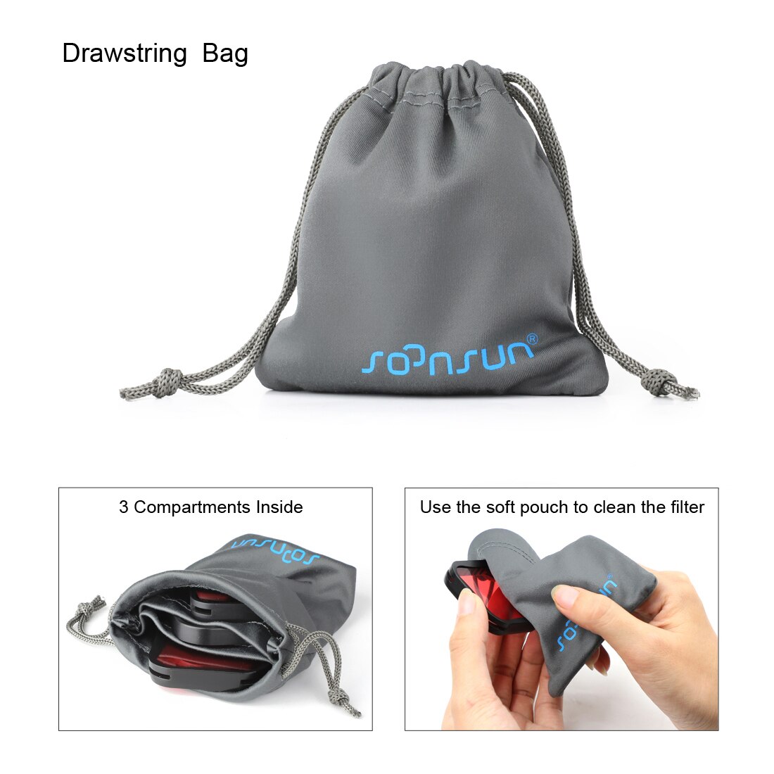 SOONSUN – filtre de plongée pour GoPro Hero 10 9 8, boîtier étanche officiel noir-rouge clair, Magenta, 5x gros-plan, filtres Macro
