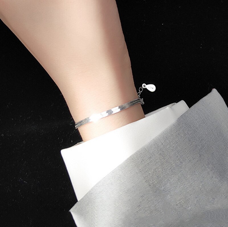 Inzatt Echt 925 Sterling Zilveren Geometrische Armband Voor Mode Vrouwen Party Hiphop Fijne Sieraden Minimalistische Accessoires