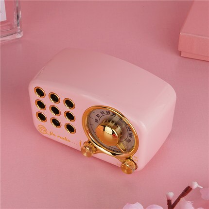 R919 Klassische retro Radio empfänger tragbare Mini Holz FM SD MP3 Radio Stereo Bluetooth Radio Lautsprecher AUX USB Aufladbare Radio: Rosa