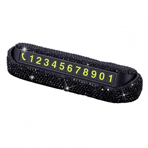 Tarjeta de número de teléfono, accesorio oculto, compacto, resistente al sol, con diamantes de imitación, para de negocios: Black