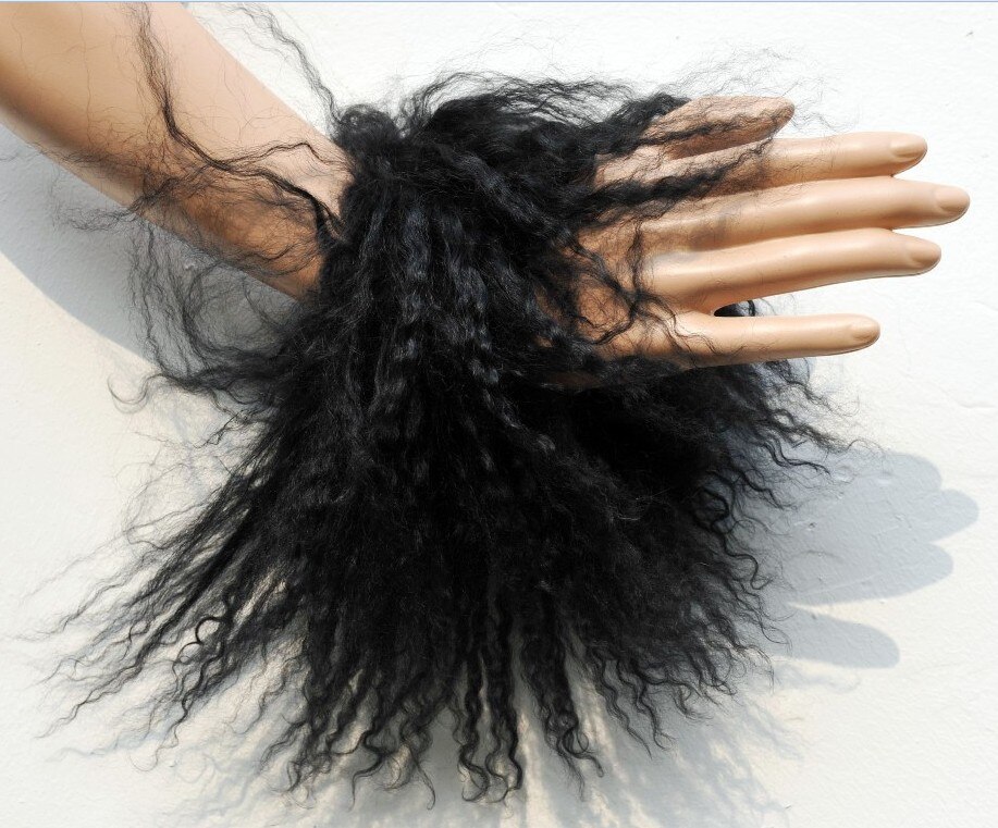 CX-A-47F Echt Mongoolse Lam Bont Manchetten Natuurlijke Bont Manchet: Black