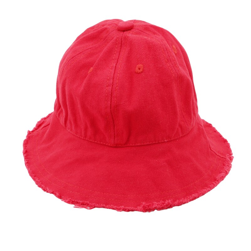Yksivärinen harajuku bucket hat lasten ulkona ranta aurinkohattu musta keltainen panama kalastus kalastajahattu: Punainen