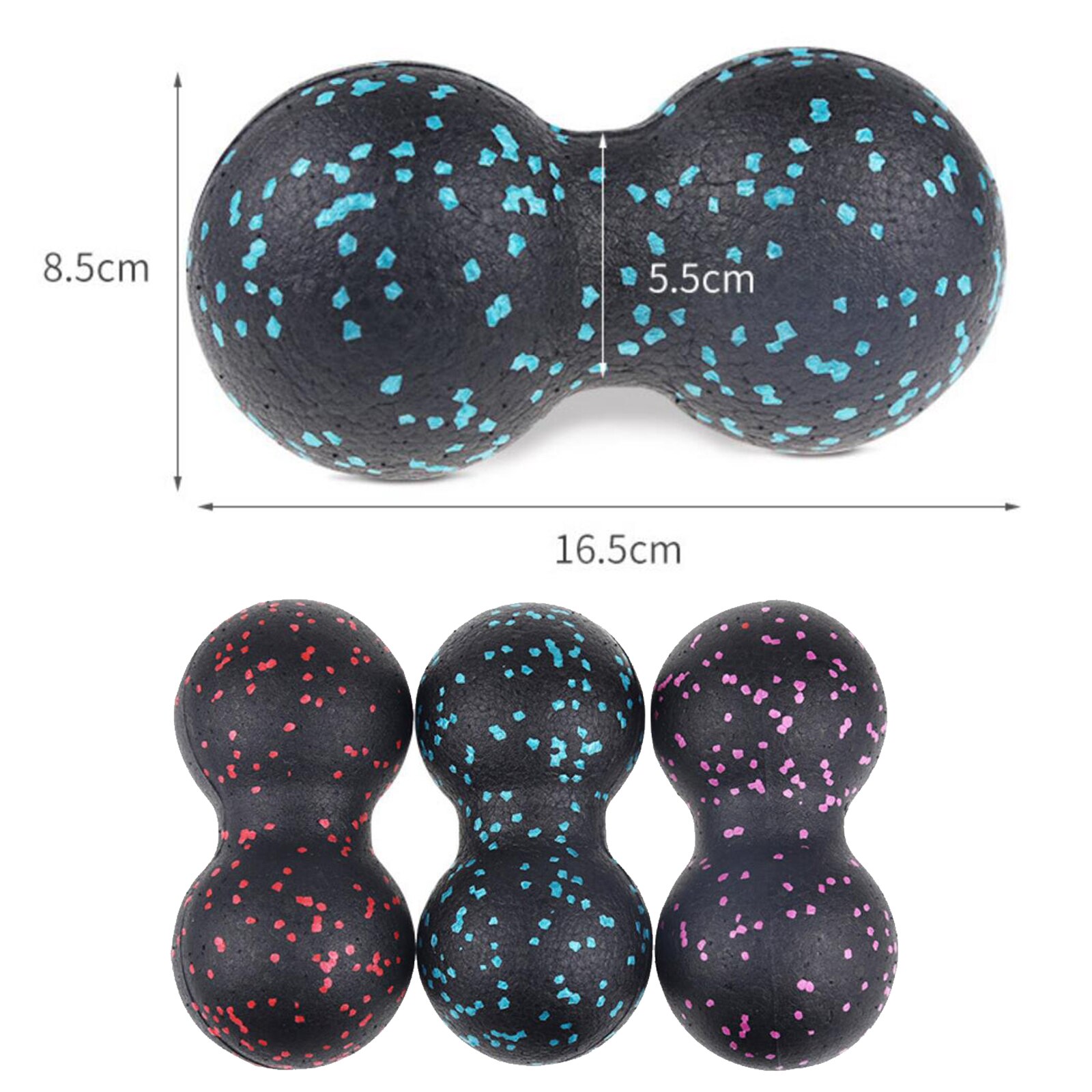 Oefening, verlichting, fitness, yogaballen, hoge dichtheid pindamassage, dubbele massagebal, mobiliteitsbal, yoga, deep tissue massage-apparaat