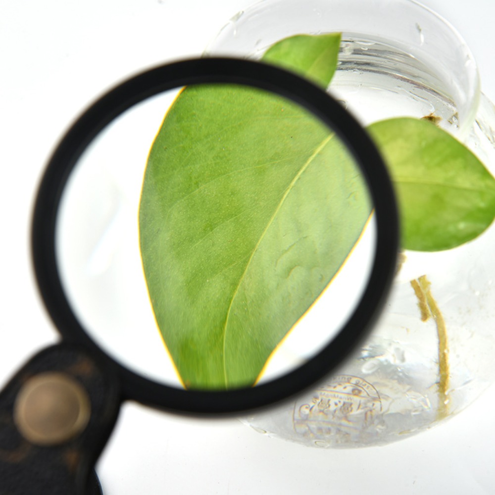 15X Pocket Magnifying Glass 70mm Diameter Handheld Folding Portable Loupe PU Leather Reading Jewelry Appreciation Magnifier