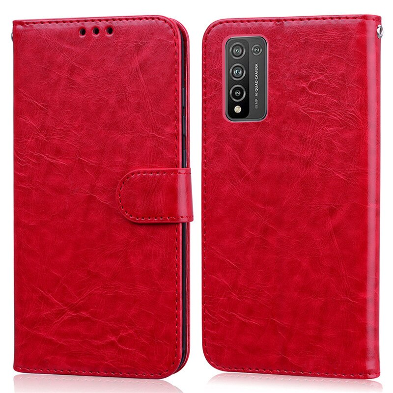 For Honor 10X Lite Case Phone Cover flip leather wallet Case for Huawei Honor 10X Lite Case Fundas Honor10X Lite 10XLite Cases: Red