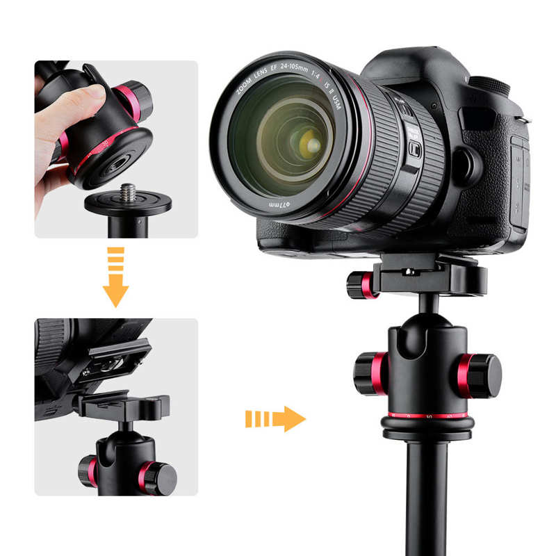 Mefury – tête de boule pivotante panoramique pour trépied, avec 3 adaptateurs de vis de 1/4 &quot;à 3/8&quot;