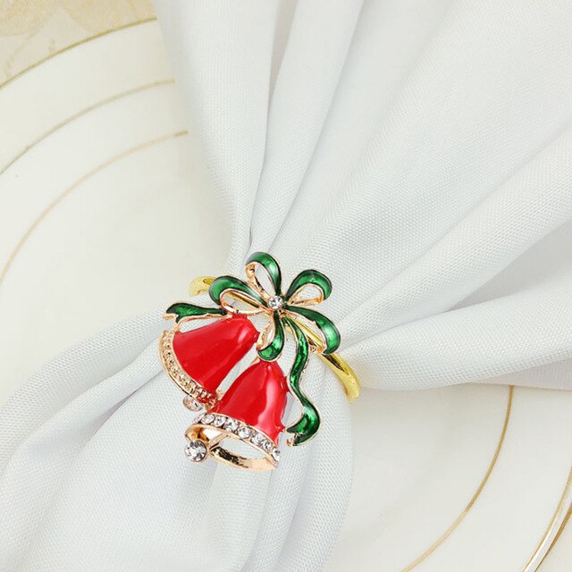 Metal Christmas Tree Napkin Rings Bow Flower Wreath Mouth Ring Wedding Banquet Hotel Table Supplies Circle Decoration: 6