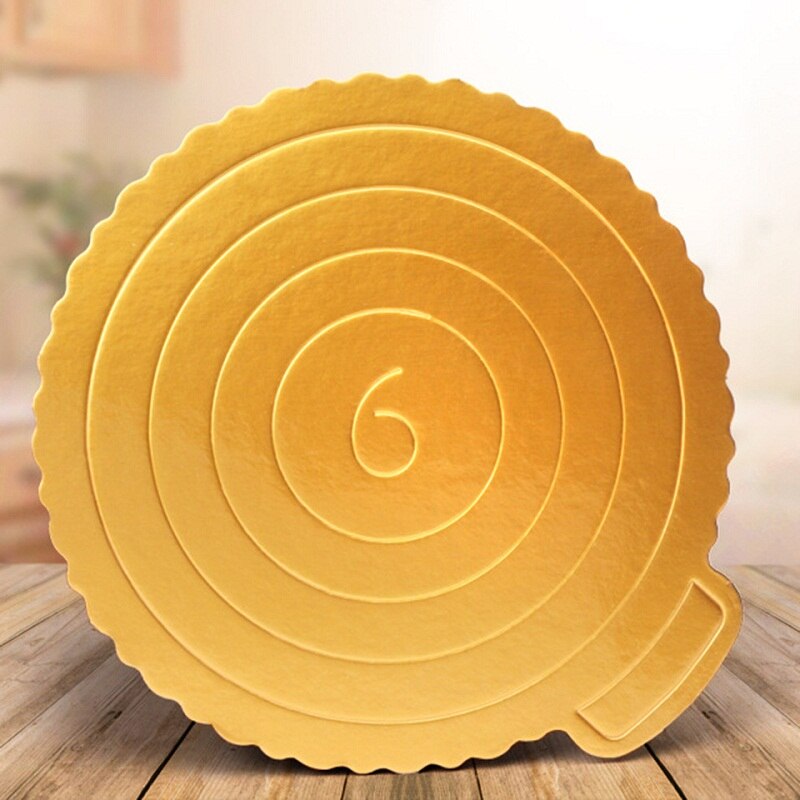 Transhome Baking Tools For Cakes 5 Pcs/set Cake Board Round Gold Cardboard Tray Cupcake Dessert Displays Tray Birthday Cake Tray: 5 Pcs   6 inch