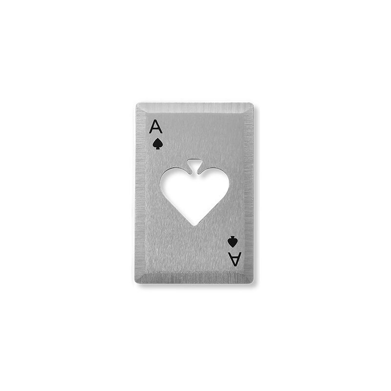 Pata pokeri kortinavaaja ruostumaton teräs olutbaari työkalut luottokortti sooda olut pullonkorkin avaaja keittiötyökalut: Valkoinen