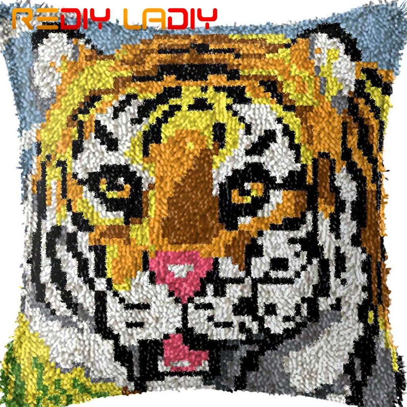 Latch Hook Cushion Dolphin at Sunset Pillow Case Acrylic Yarn Pillow Printed Color Canvas Crochet Cushion Cover Hobby &amp; Crafts: BZ038