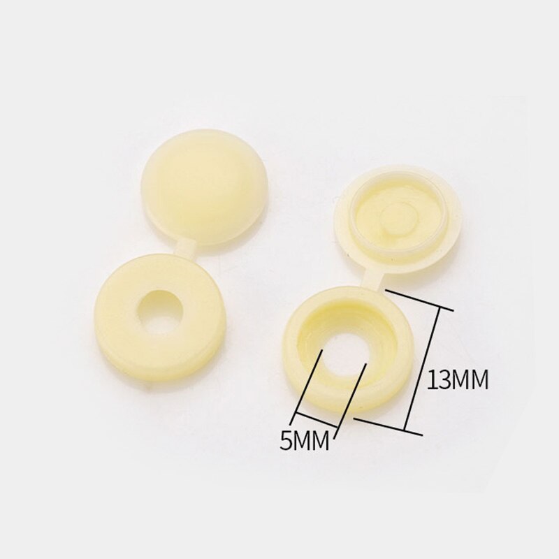 100Pcs Plastic Screw Caps Covers Decorative Snap Buttons White Black Brown: 3