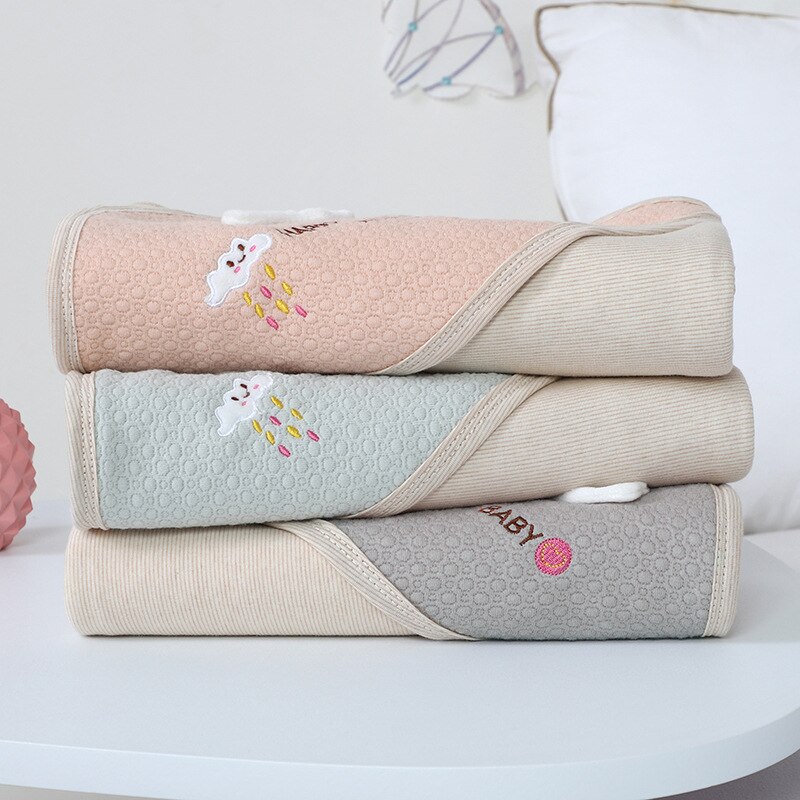 Lzh newborn quilt herfst puur katoen baby gebreide quilt infnat kleur bijpassende cartoon warmhouddeken inbakerdoek