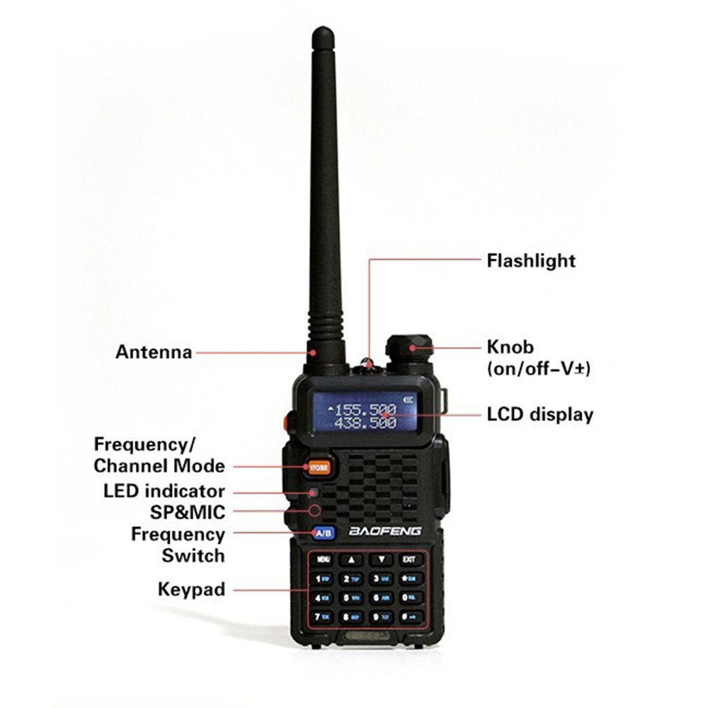 Baofeng BF-F8 + Walkie Talkie Politie Twee Manier Radio Baofeng F8 + 5W Uhf Vhf Dual Band Outdoor Lange bereik Ham Transceiver