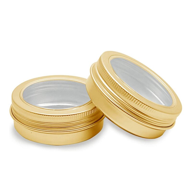 12 stuks aluminium blikken potjes van 2 ounce (ca. 57 ml) , 60 ml ronde potjes met deksels, lege potjes voor het bewaren van lippenbalsem.