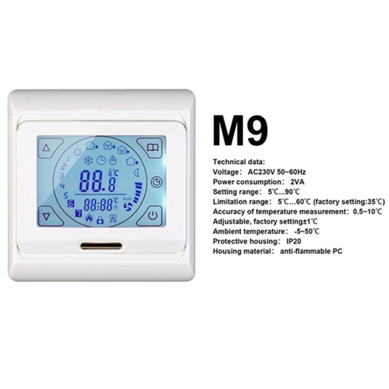 M9.716 kontakt sn ugentlig programmering gulvvarme termostat elvarme elektrisk gulvvarme 16a