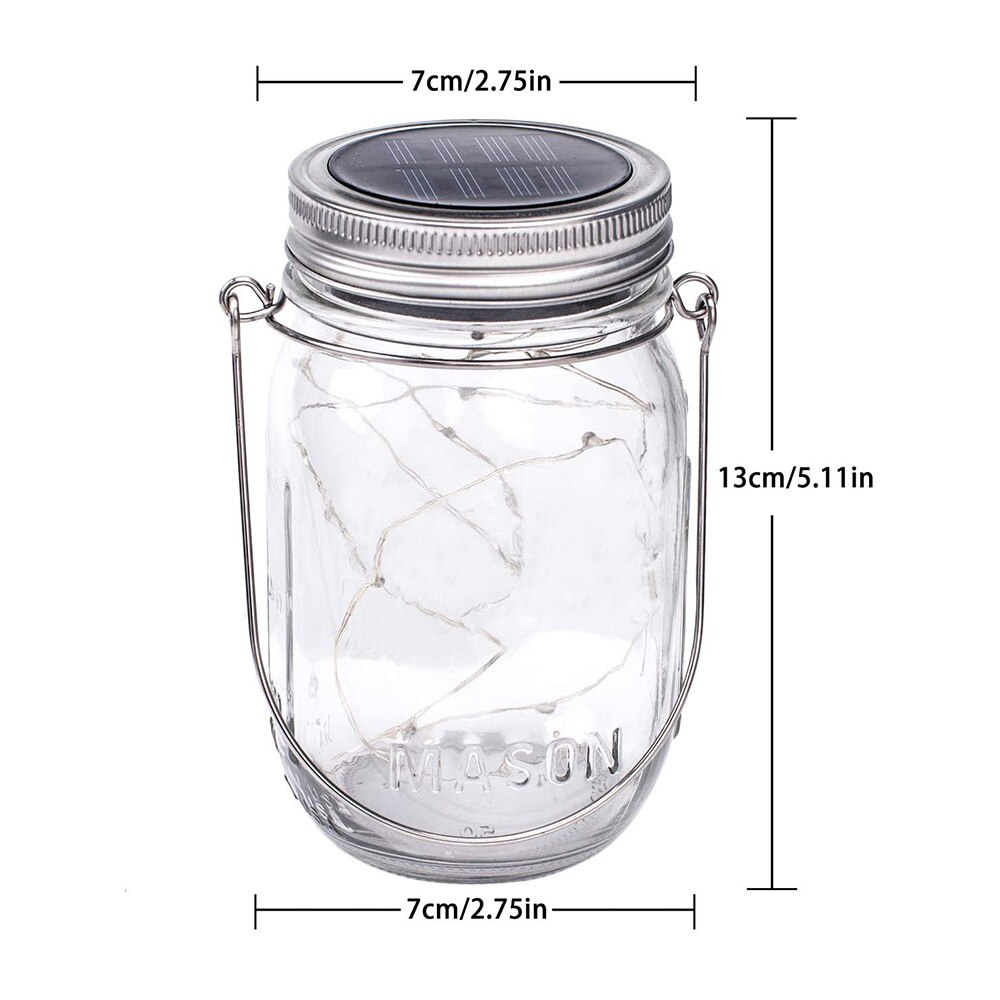 Solar Powered10 LED Mason Jar Lantern lights for Patio Outdoor Party Wedding Garden Courtyard Decorative