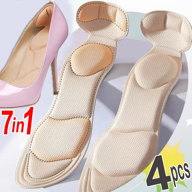 2/4 pezzi tacco alto sottopiede in Memory Foam inserti tallone Post posteriore traspirante antiscivolo per scarpe da donna solette di supporto per arco di scarpe